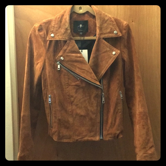 NWT 7 For All Mankind Suede Moto - cognac 🍁🍁🍁 - Picture 4 of 7